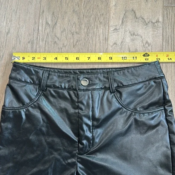 SHEIN Leather Look Slant Pocket Flare Leg Pants Size Small - Picture 6 of 8